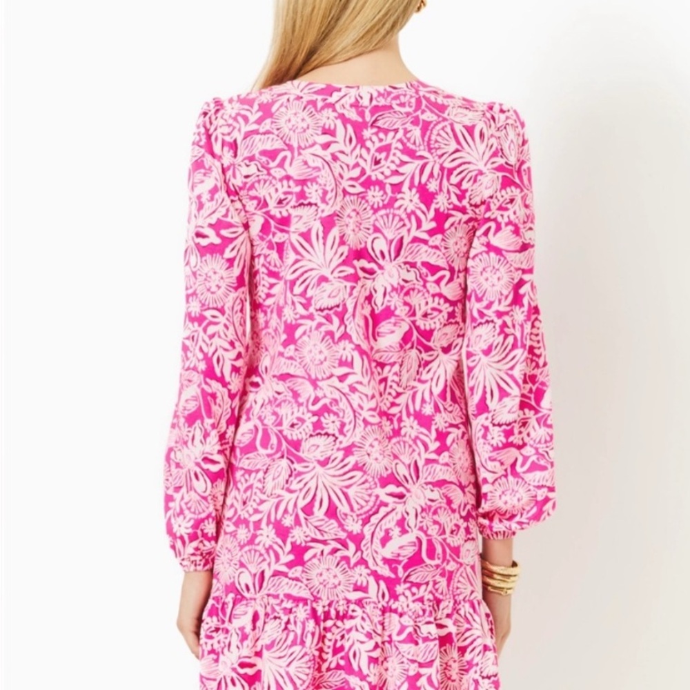 NWT Lilly Pulitzer Alyssa A-Line Cotton Dress XL Passionfruit Pink Flamazing NEW - Picture 2 of 5